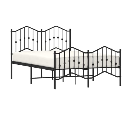 vidaXL Metal Bed Frame without Mattress with Footboard Black 120x190cm