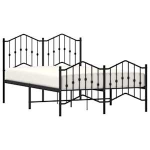 vidaXL Metal Bed Frame without Mattress with Footboard Black 120x190cm