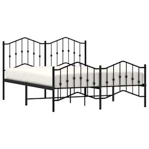 Kovový rám postele s hlavovým a nožním čelem černý 135 x 190 cm - obrázek 4