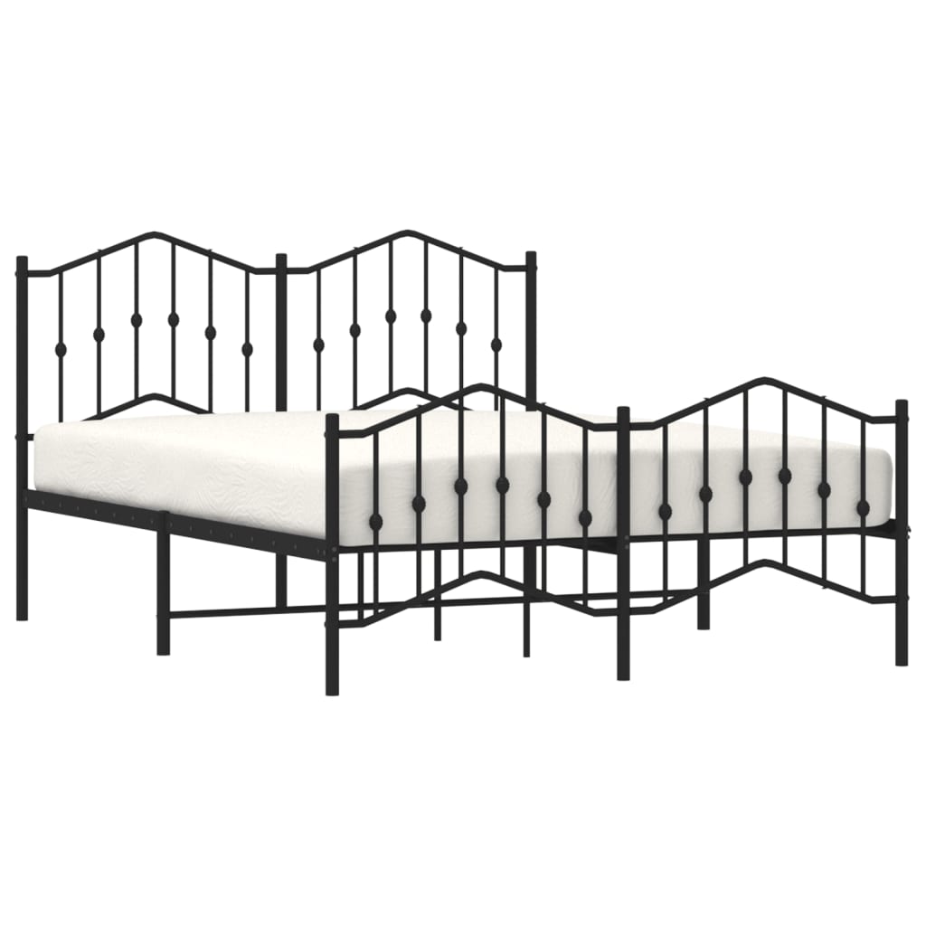 vidaXL Bedframe met hoofd- en voeteneinde metaal zwart 140x200 cm afbeelding