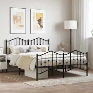 Kovinski posteljni okvir z vzglavjem in vznožjem črn 140x200 cm