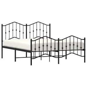 Kovový rám postele s hlavovým a nožním čelem černý 150 x 200 cm - obrázek 4