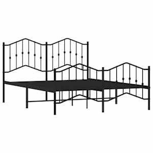 Kovový rám postele s hlavovým a nožním čelem černý 150 x 200 cm - obrázek 5