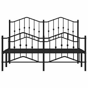 Kovový rám postele s hlavovým a nožním čelem černý 150 x 200 cm - obrázek 6