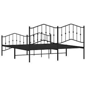 Kovový rám postele s hlavovým a nožním čelem černý 180 x 200 cm - obrázek 7