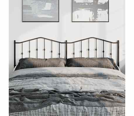 vidaXL T&ecirc;te de lit de remplacement m&eacute;tal noir 193 cm