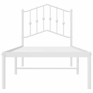 Kovový rám postele bez matrace s čelem bílý 75 x 190 cm - obrázek 5