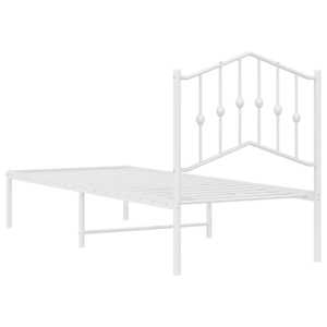 Kovový rám postele bez matrace s čelem bílý 75 x 190 cm - obrázek 7