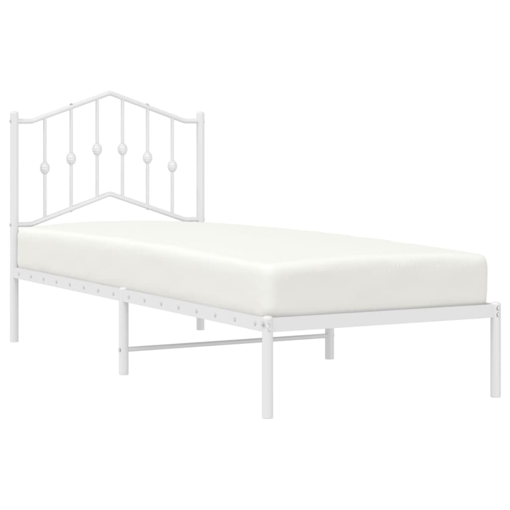 vidaXL Bedframe met hoofdbord metaal wit 80x200 cm afbeelding
