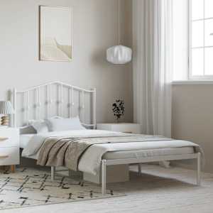 Kovinski posteljni okvir z vzglavjem bel 100x190 cm
