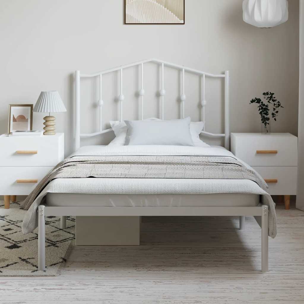 vidaXL Metallinen sängynrunko päädyllä valkoinen 100x200 cm