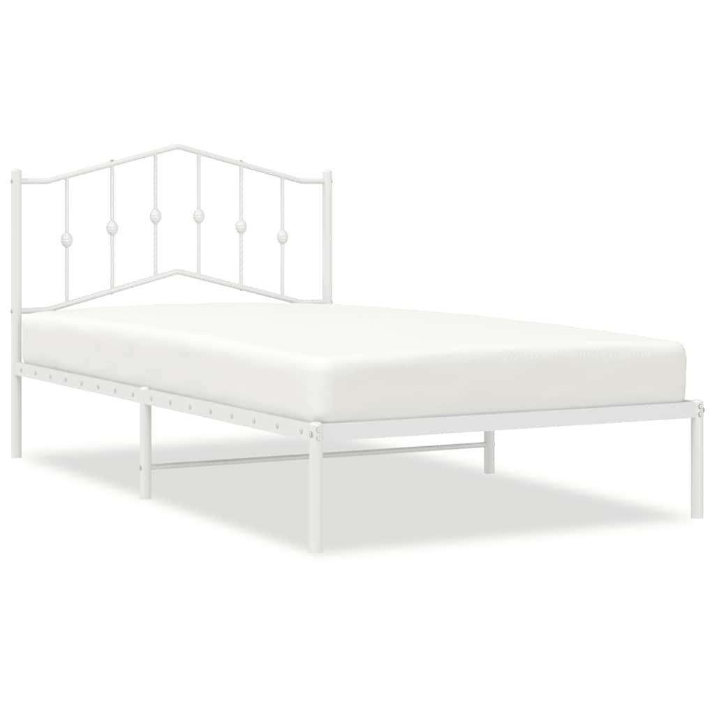 vidaXL Bedframe met hoofdbord metaal wit 107x203 cm, foto 3