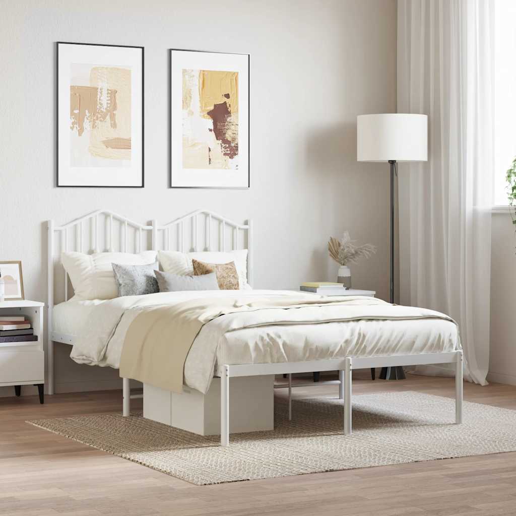 vidaXL sengeramme med sengegavl 120x200 cm metal hvid