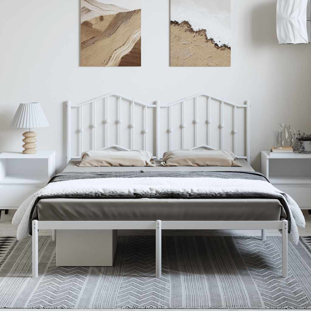 vidaXL Bedframe met hoofdbord metaal wit 135x190 cm afbeelding
