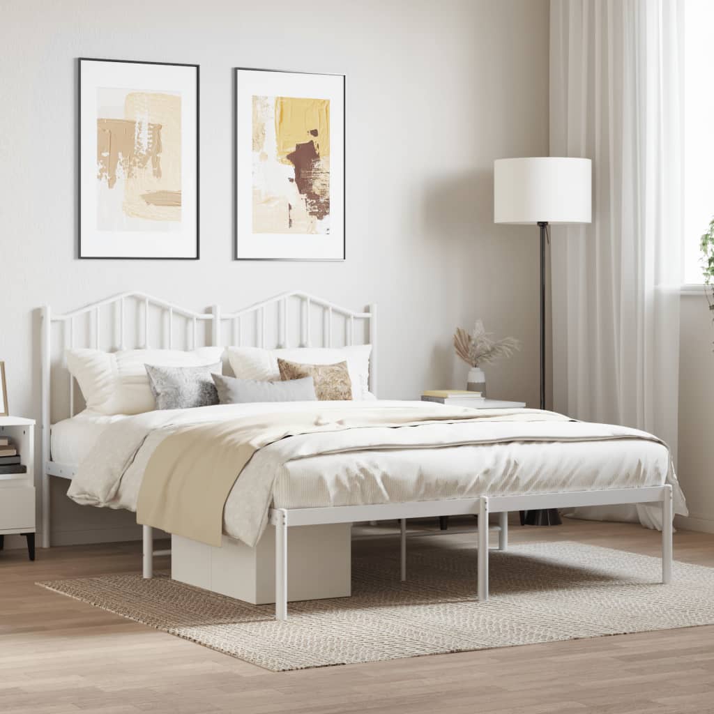 vidaXL Cadre de lit métal avec tête de lit blanc 140x190 cm