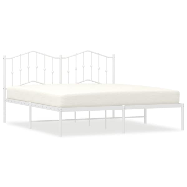 vidaXL metallist voodiraam peatsiga, valge, 160x200 cm