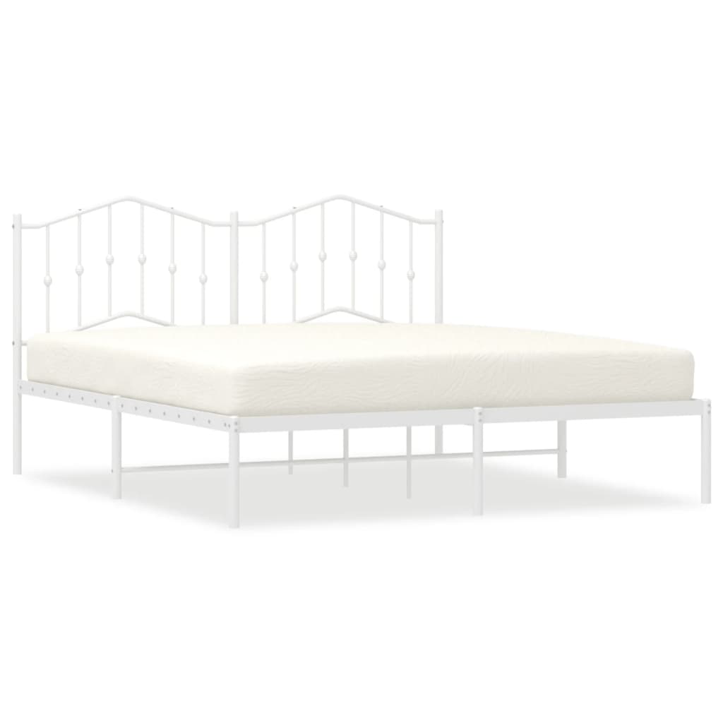 vidaXL Bedframe met hoofdbord metaal wit 160x200 cm, foto 3