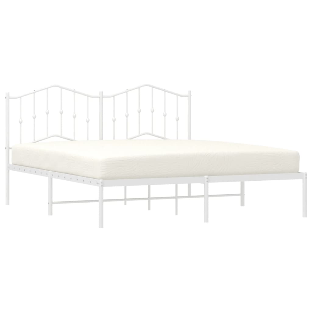vidaXL Bedframe met hoofdbord metaal wit 160x200 cm, foto 2