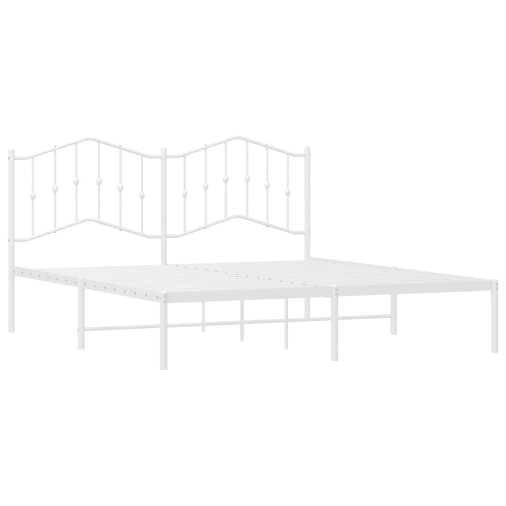 vidaXL Bedframe met hoofdbord metaal wit 160x200 cm, foto 4