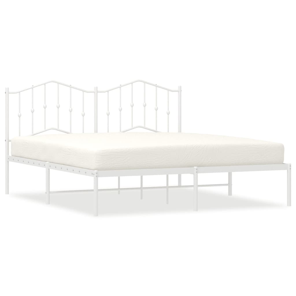 vidaXL Bedframe met hoofdbord metaal wit 183x213 cm, foto 3