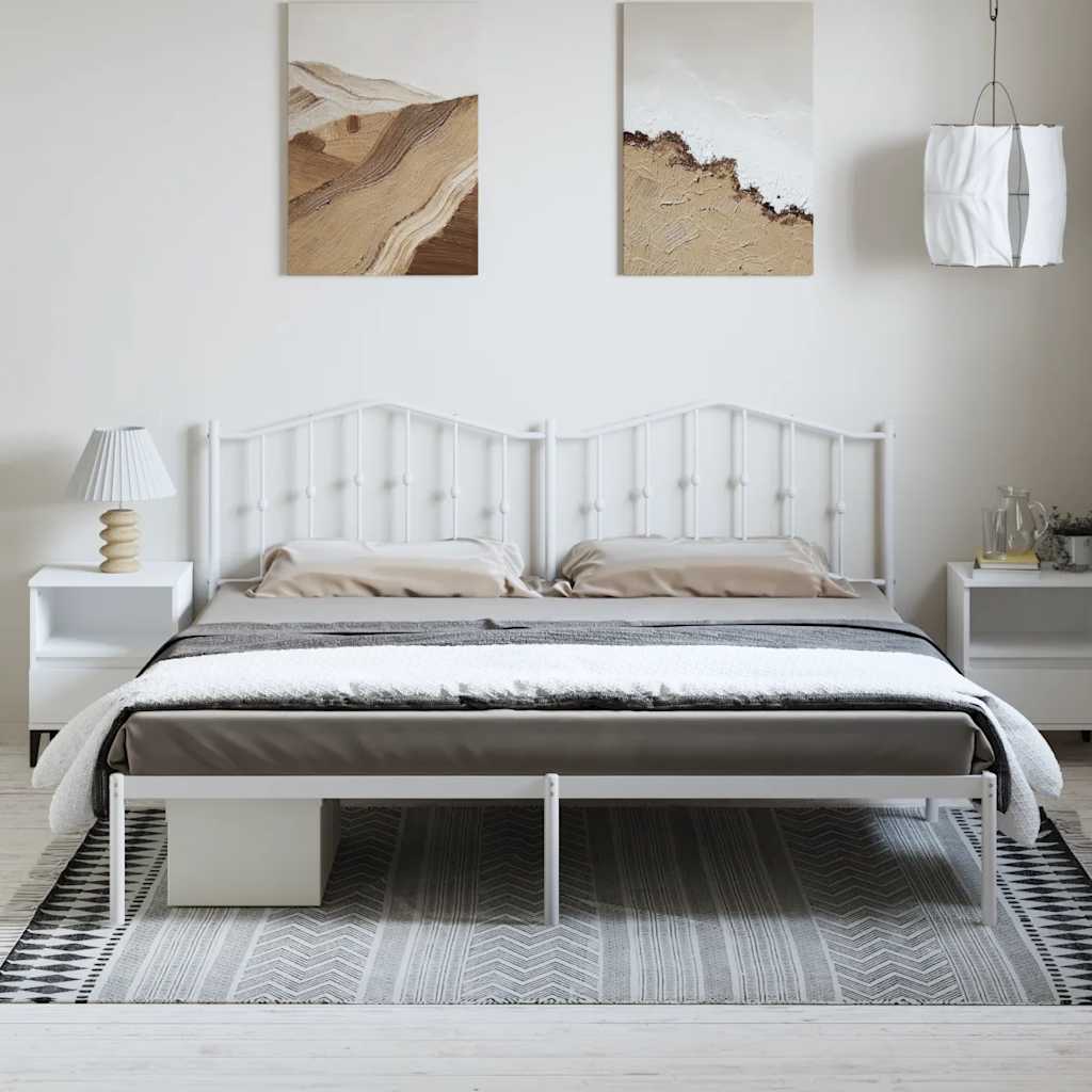 vidaXL Bedframe met hoofdbord metaal wit 183x213 cm afbeelding