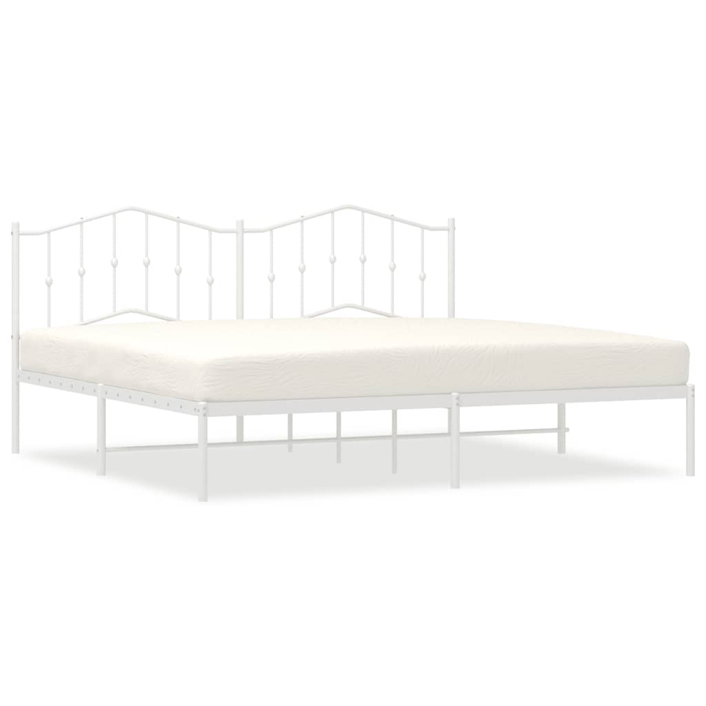vidaXL Kovový rám postele s čelem bílý 193 x 203 cm