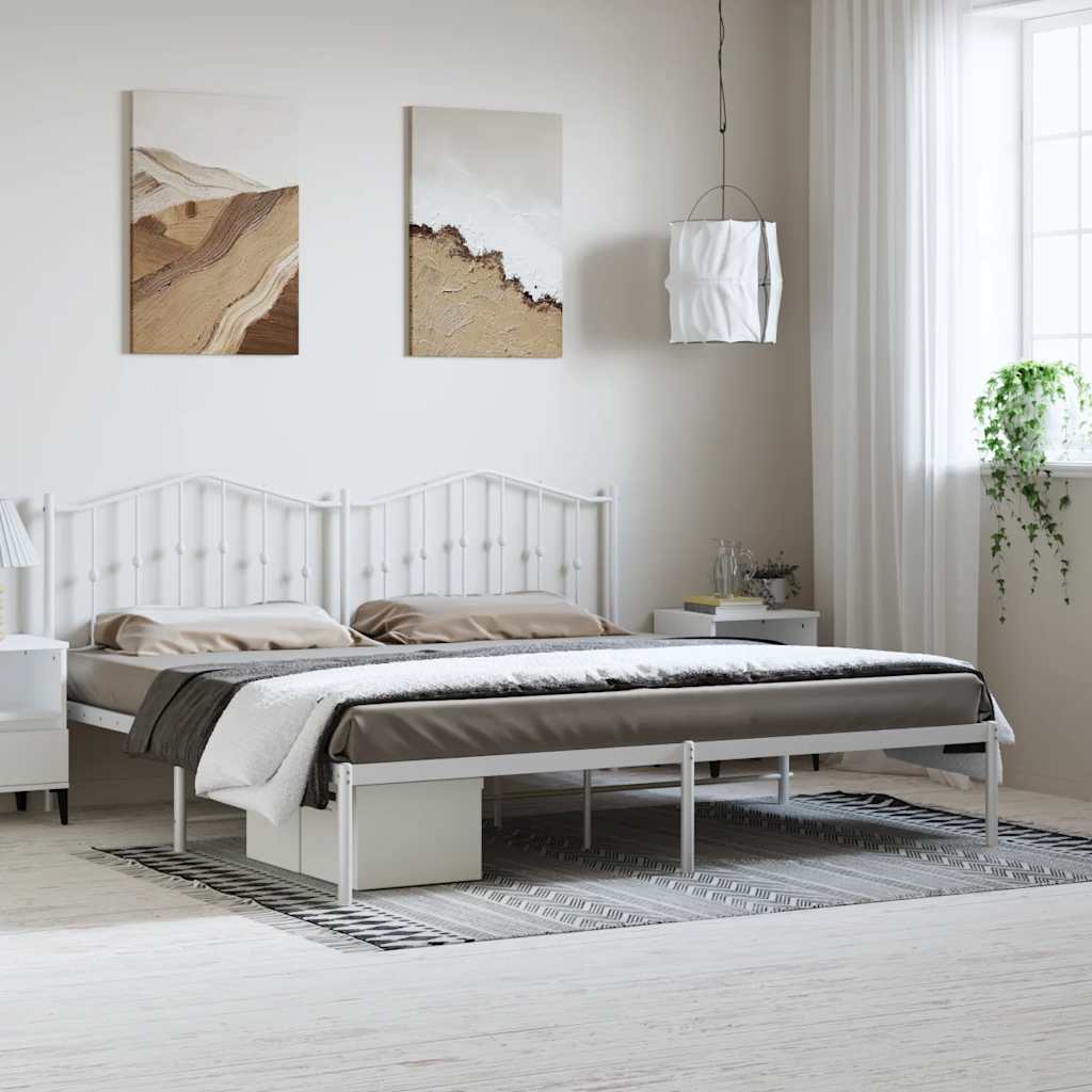 vidaXL Bettgestell mit Kopfteil Metall Weiß 193x203 cm