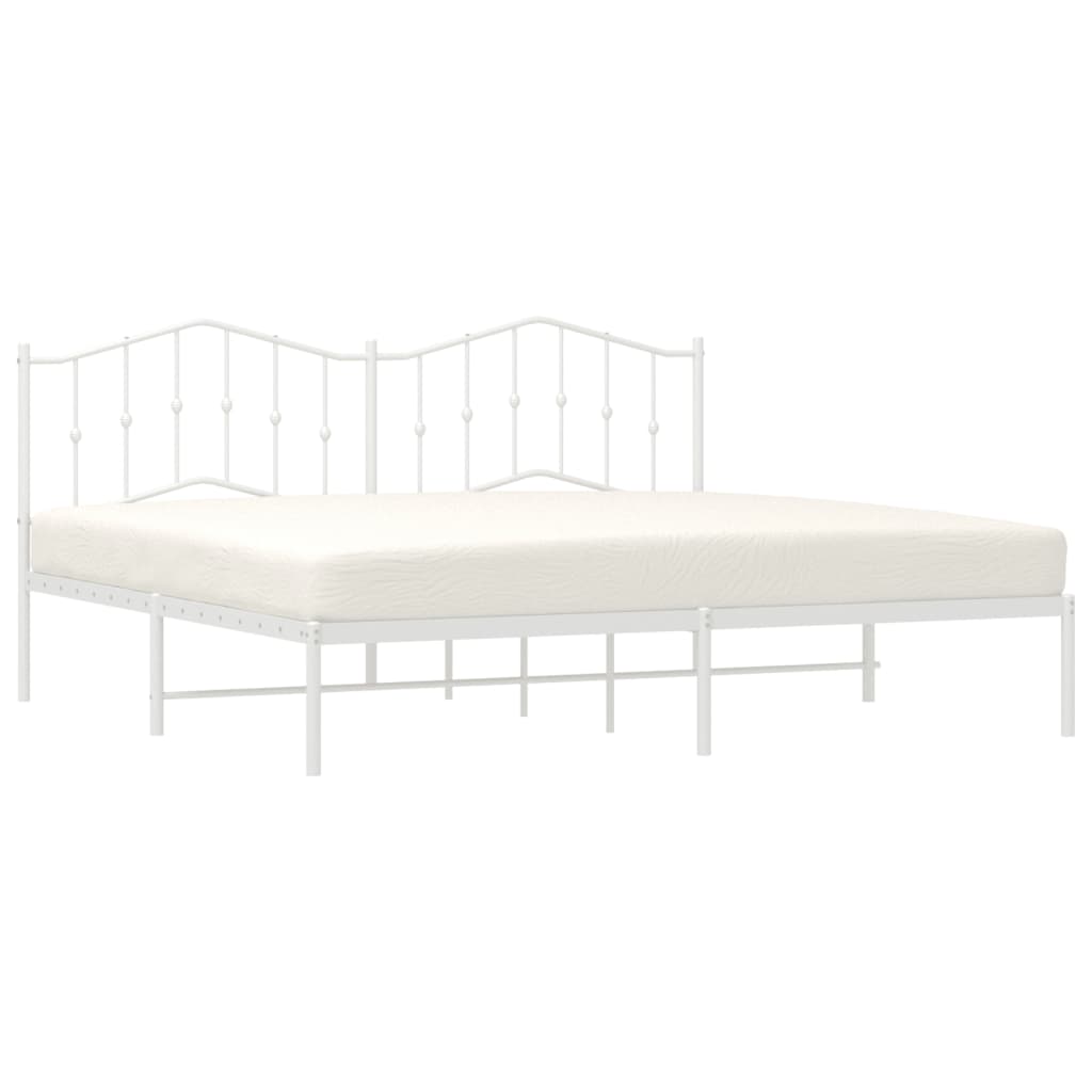 vidaXL Bedframe met hoofdbord metaal wit 200x200 cm afbeelding
