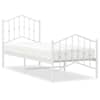 vidaXL metallist voodiraam peatsi ja jalutsiga , valge, 75x190 cm