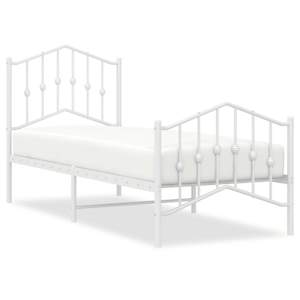 Kovový rám postele s hlavovým a nožním čelem bílý 75 x 190 cm - obrázek 2