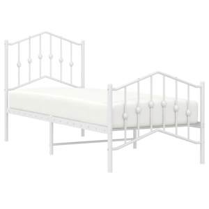 Kovový rám postele s hlavovým a nožním čelem bílý 75 x 190 cm - obrázek 3
