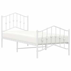 Kovový rám postele s hlavovým a nožním čelem bílý 80 x 200 cm - obrázek 3