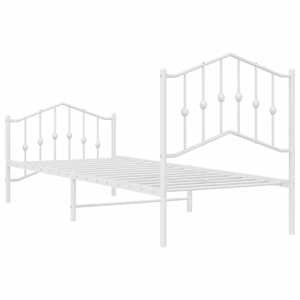 Kovový rám postele s hlavovým a nožním čelem bílý 80 x 200 cm - obrázek 7