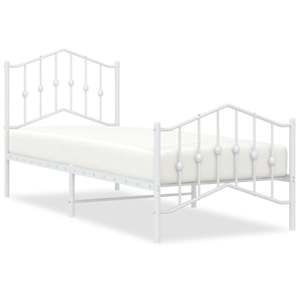 Kovový rám postele s hlavovým a nožním čelem bílý 90 x 200 cm - obrázek 2