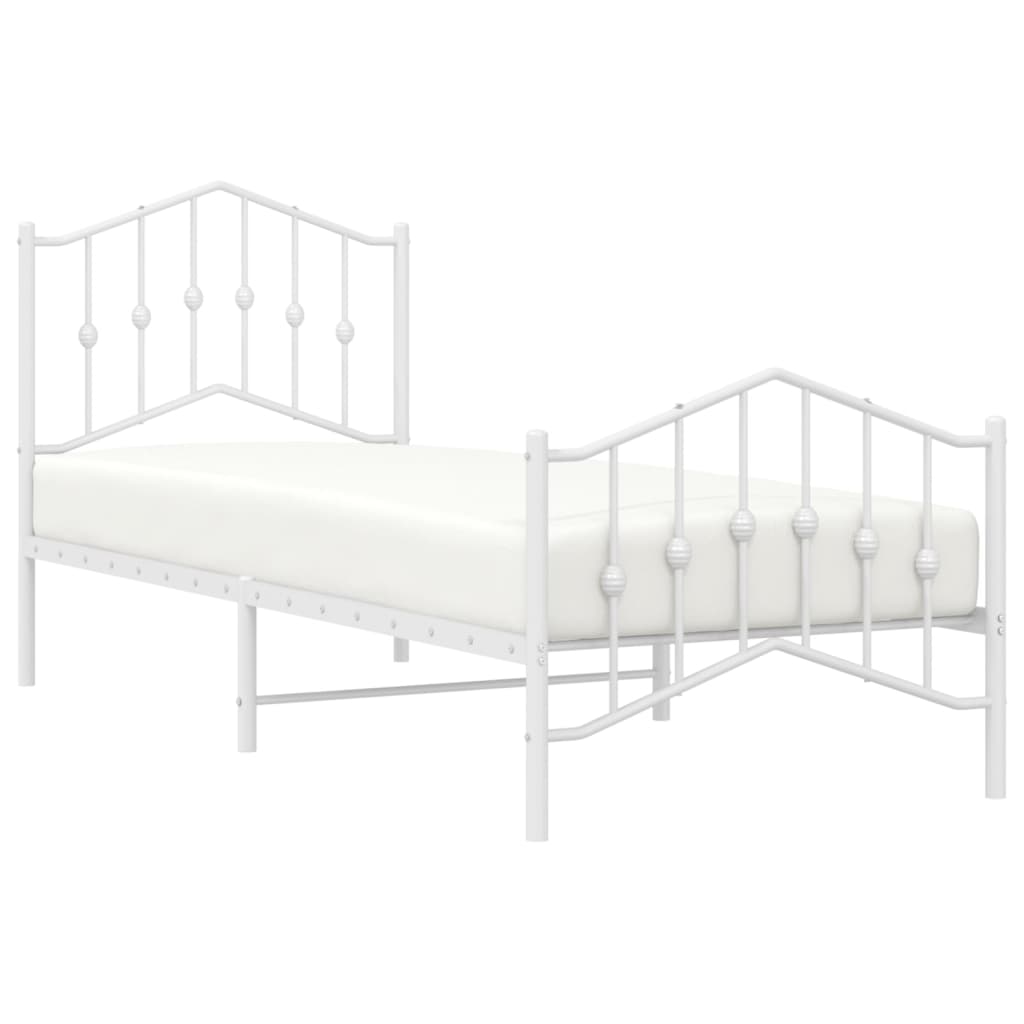 vidaXL Bedframe met hoofd- en voeteneinde metaal wit 90x200 cm afbeelding