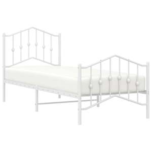 Kovový rám postele s hlavovým a nožním čelem bílý 90 x 200 cm - obrázek 3