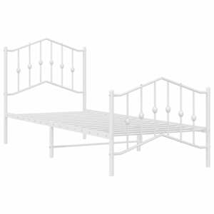 Kovový rám postele s hlavovým a nožním čelem bílý 90 x 200 cm - obrázek 4