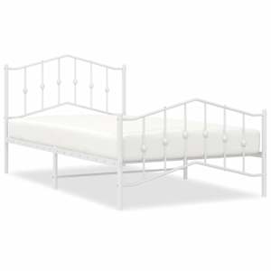 Kovový rám postele s hlavovým a nožním čelem bílý 100 x 200 cm - obrázek 2