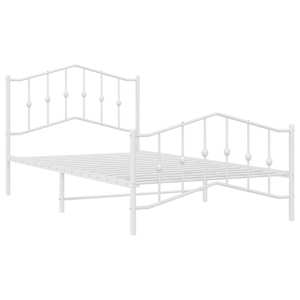 Kovový rám postele s hlavovým a nožním čelem bílý 100 x 200 cm - obrázek 5