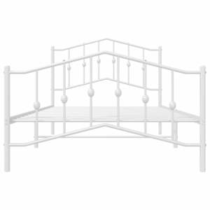 Kovový rám postele s hlavovým a nožním čelem bílý 100 x 200 cm - obrázek 6