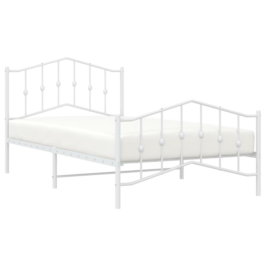vidaXL Bedframe met hoofd- en voeteneinde metaal wit 107x203 cm afbeelding