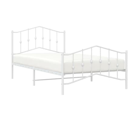 vidaXL Bettgestell mit Kopf- und Fu&szlig;teil Metall&nbsp;Wei&szlig; 107x203 cm
