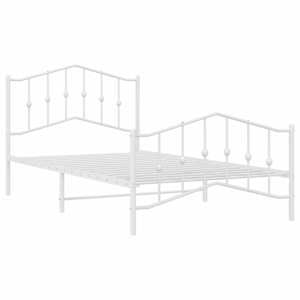 Kovový rám postele s hlavovým a nožním čelem bílý 107 x 203 cm - obrázek 4