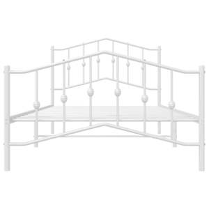 Kovový rám postele s hlavovým a nožním čelem bílý 107 x 203 cm - obrázek 5