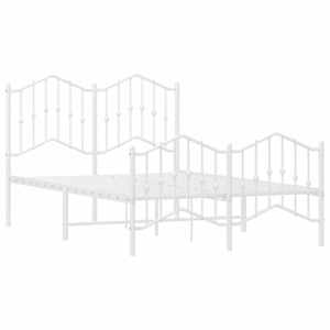 Kovový rám postele s hlavovým a nožním čelem bílý 120 x 200 cm - obrázek 4
