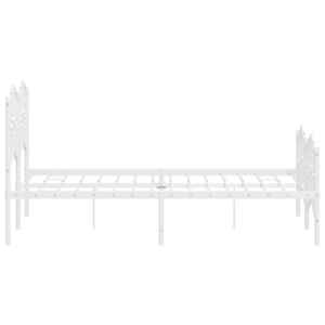 Kovový rám postele s hlavovým a nožním čelem bílý 120 x 200 cm - obrázek 6