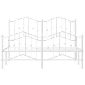 Kovový rám postele s hlavovým a nožním čelem bílý 135 x 190 cm - obrázek 6