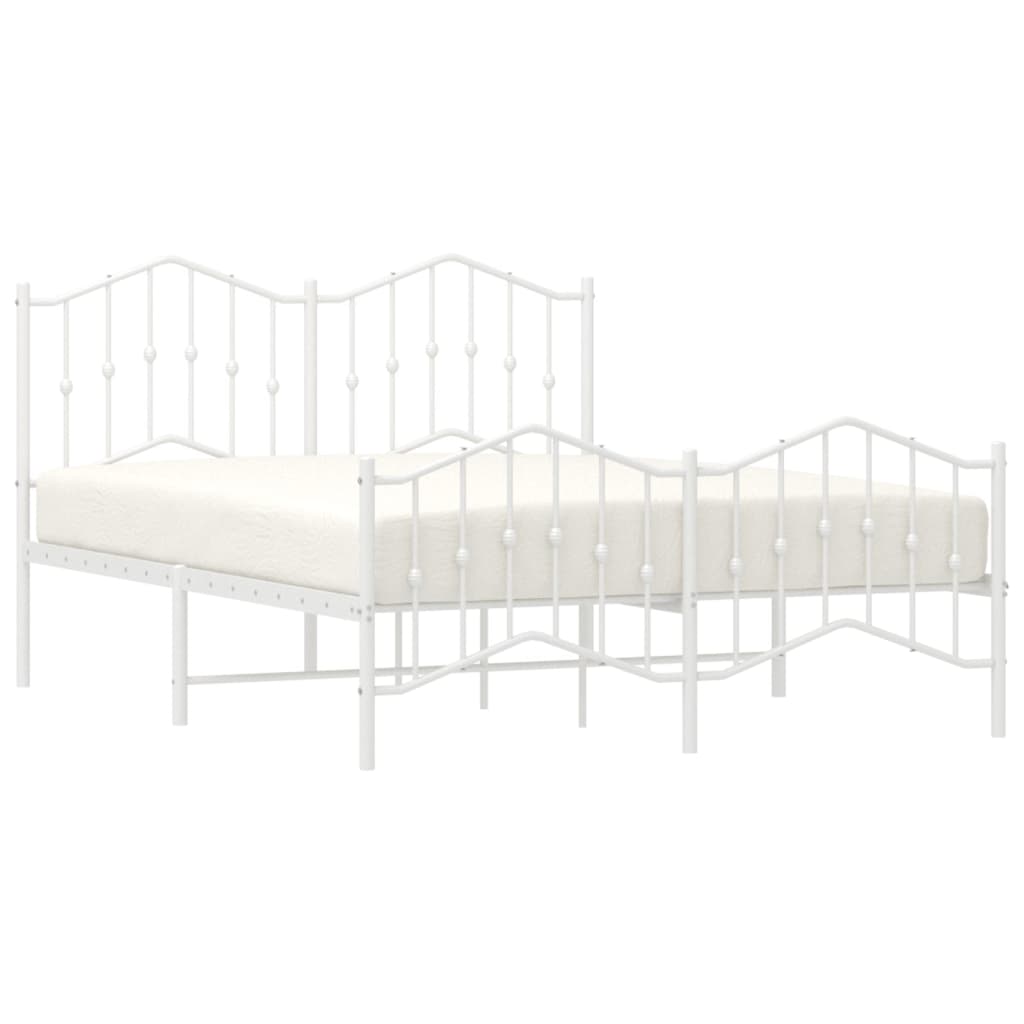 vidaXL Bedframe met hoofd- en voeteneinde metaal wit 140x190 cm afbeelding
