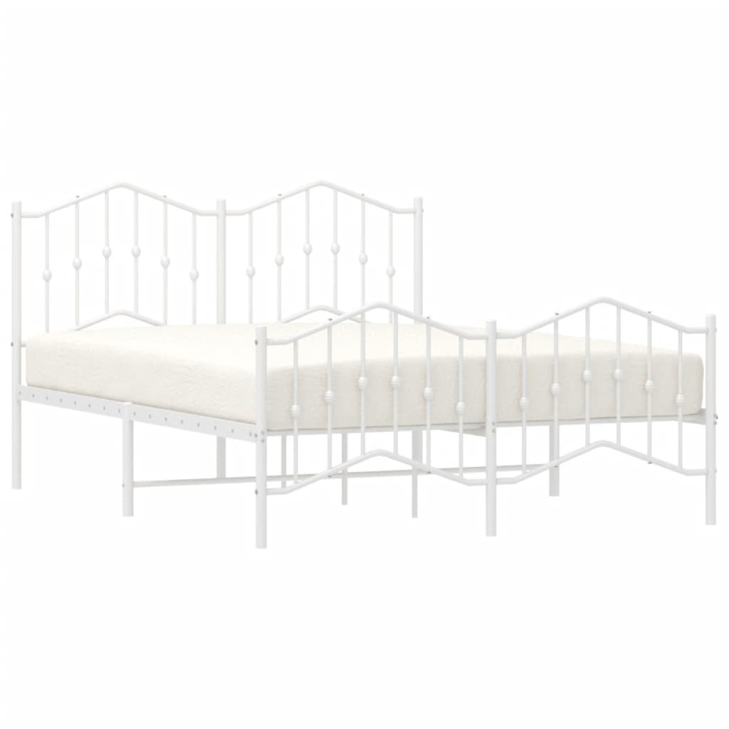 vidaXL Bedframe met hoofd- en voeteneinde metaal wit 140x200 cm afbeelding