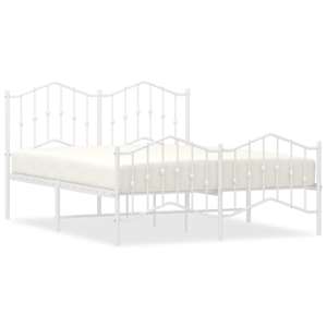Kovový rám postele s hlavovým a nožním čelem bílý 150 x 200 cm - obrázek 2